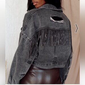 Rhinestone Fringe Denim Jacket